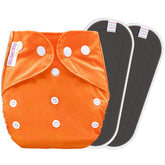 Reusable Baby Cloth Diaper with Adjustable Snap Buttons and Insert (1 Diaper & 2 Pcs Insert)